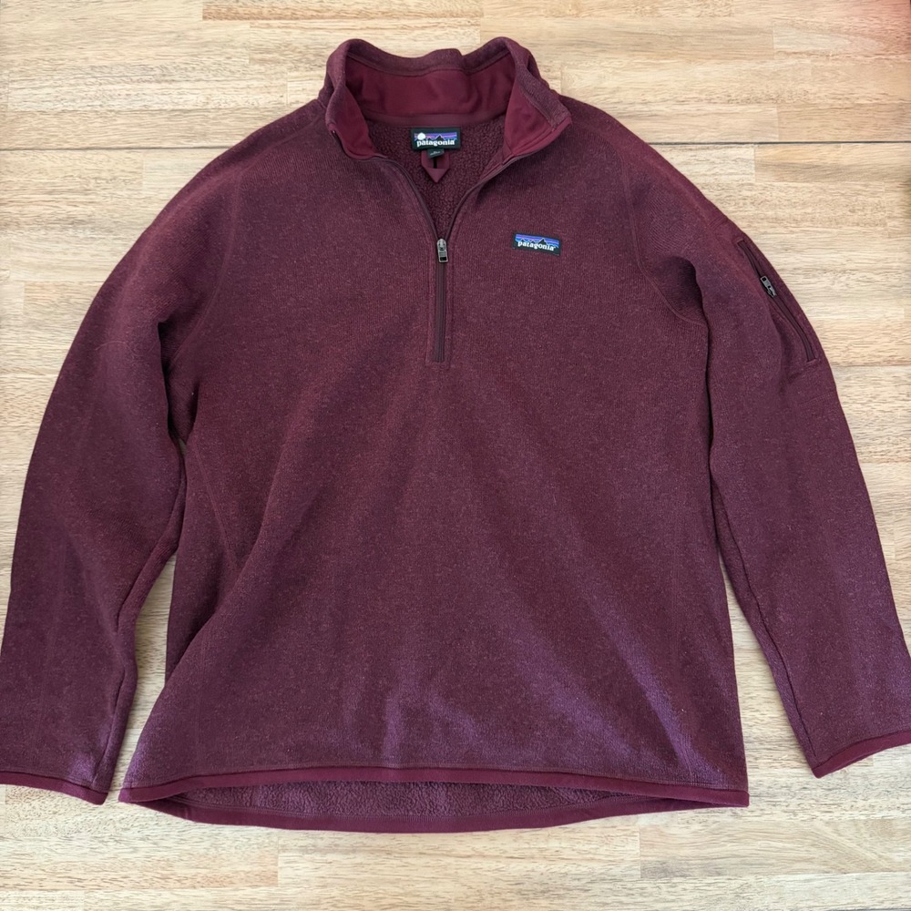 Patagonia Better Sweater 1/4 Zip Pullover Mens XL Burgundy Heather Fleece 25527